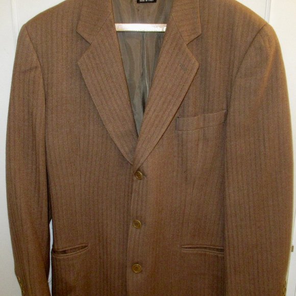 Armani Black Label Men's Light to Medium Brown Herringbone Blazer Size 38R - Picture 2 of 10